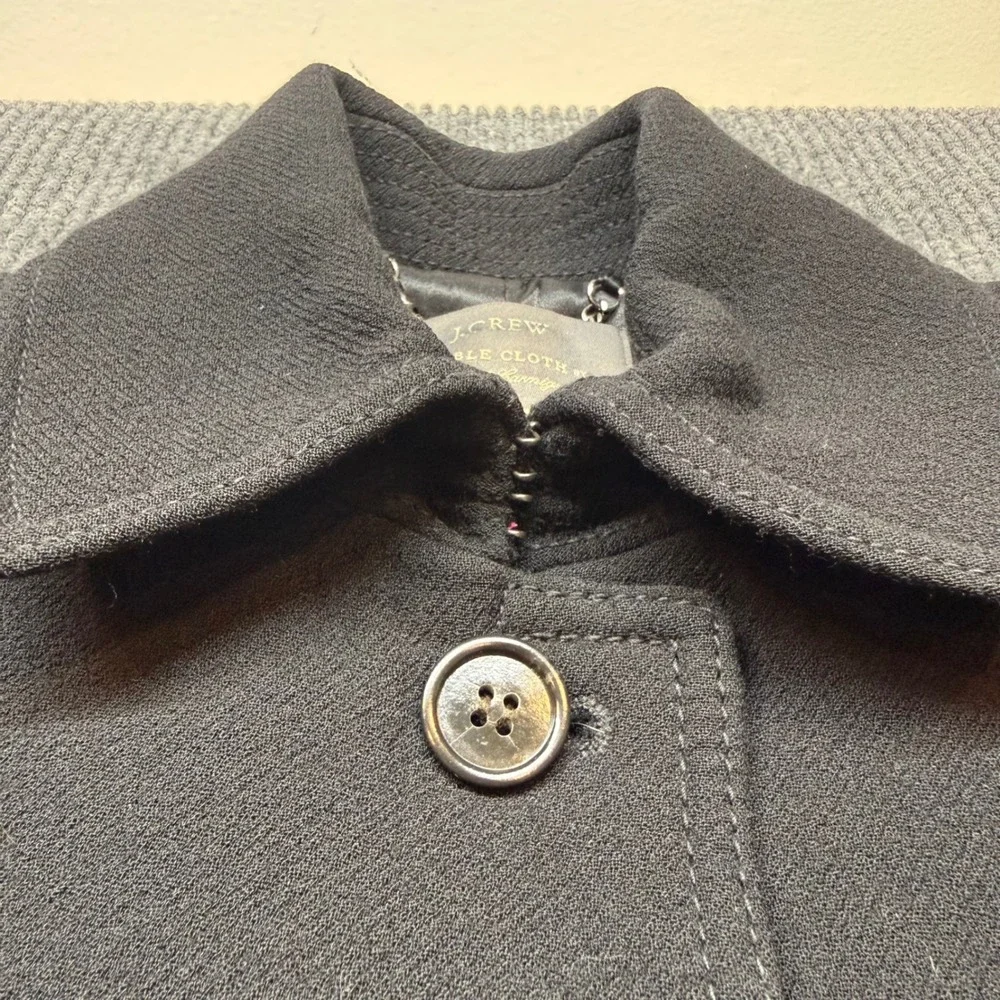 J.Crew Lady Day Double Cloth Coat 4 Tall Black Italian Wool Thinsulate Insulated